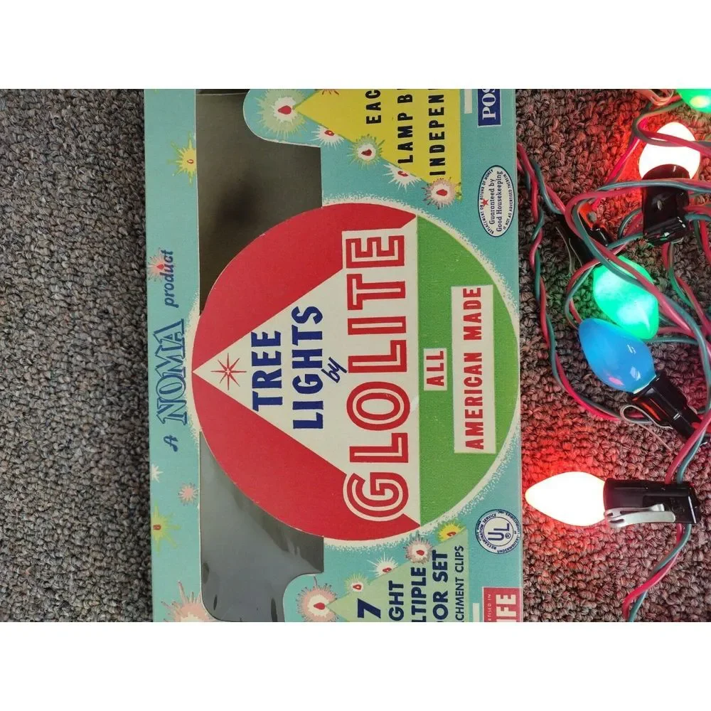 Vintage 1950'S Noma/Glolite Christmas Tree Lights NO 207 Candelabra Base W/Box